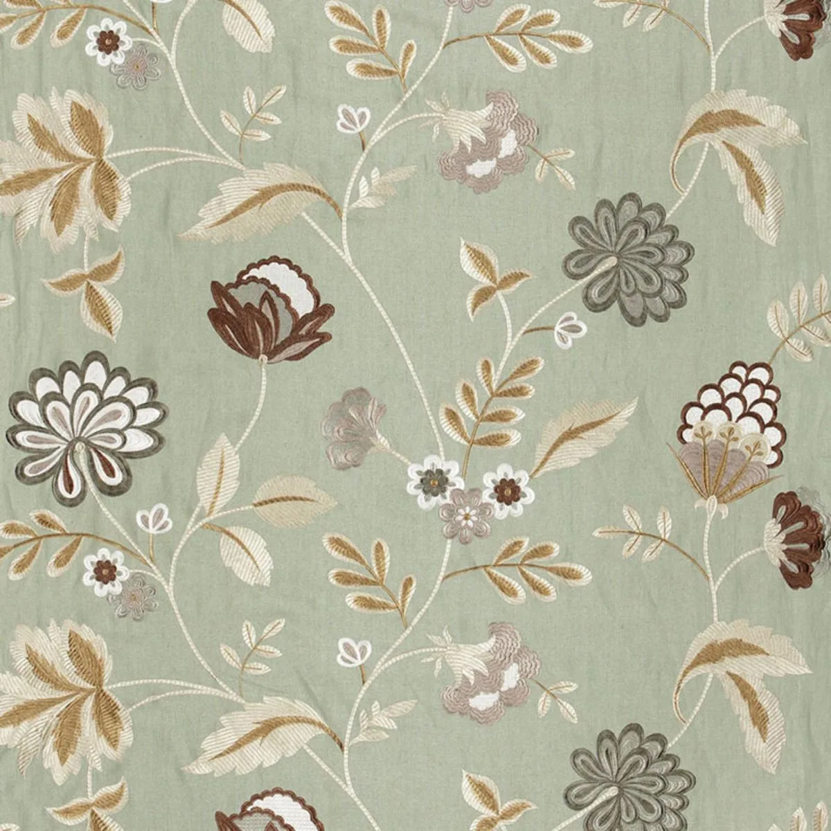 Schumacher 64840 Palampore Embroidery Mineral fabric swatch