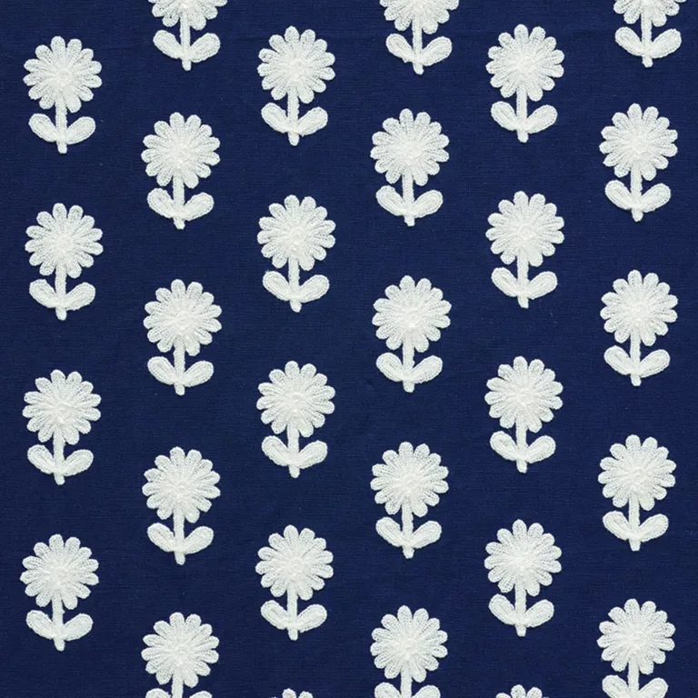 Schumacher 73483 Paley Embroidery Blue fabric swatch