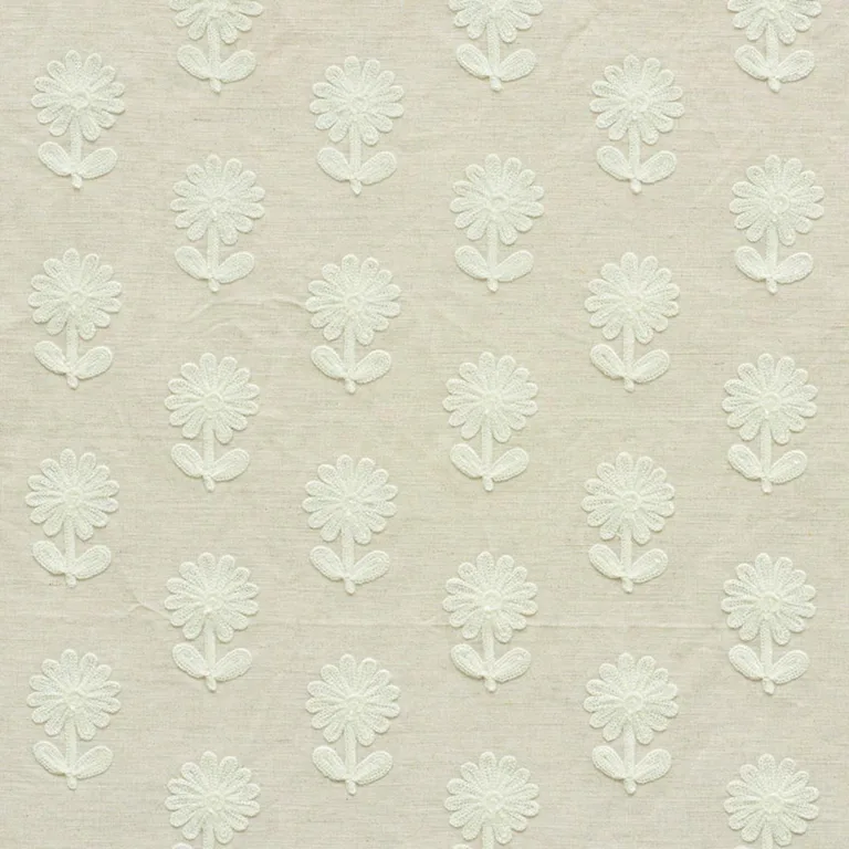 Schumacher 73482 Paley Embroidery Natural fabric swatch