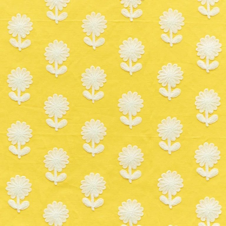 Schumacher 73480 Paley Embroidery Yellow fabric swatch
