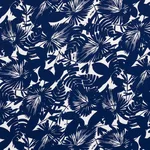 Schumacher 181070 Palisades Palm Indoor/Outdoor Indigo fabric swatch