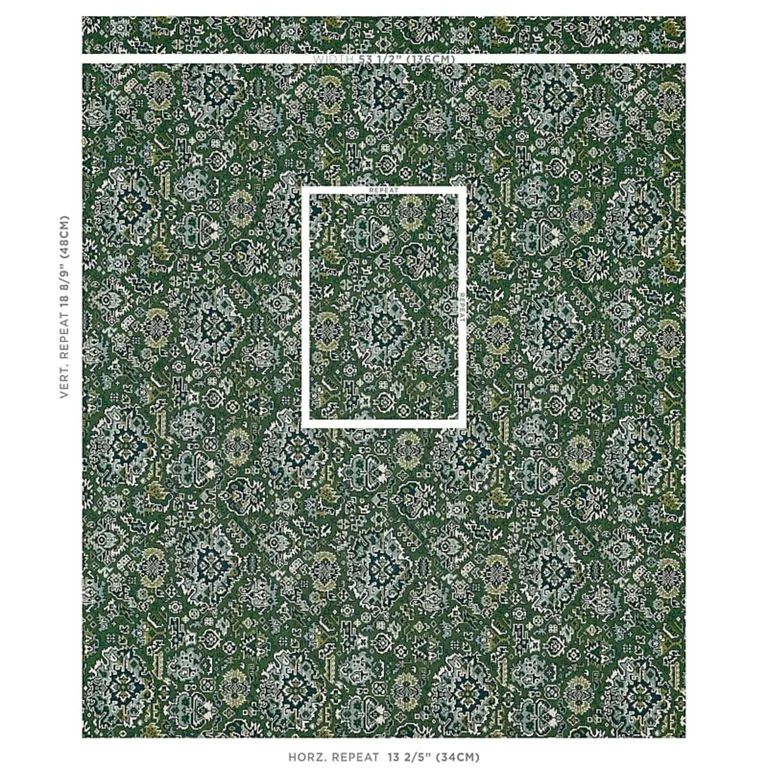 Schumacher 80620 Pallay Epingle Emerald fabric swatch