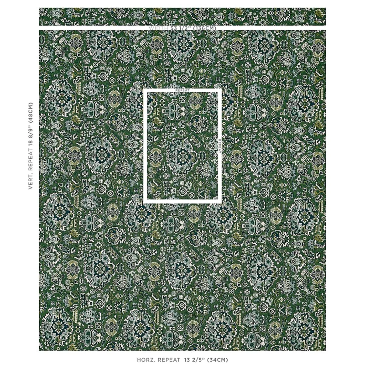 Schumacher 80620 Pallay Epingle Emerald fabric swatch