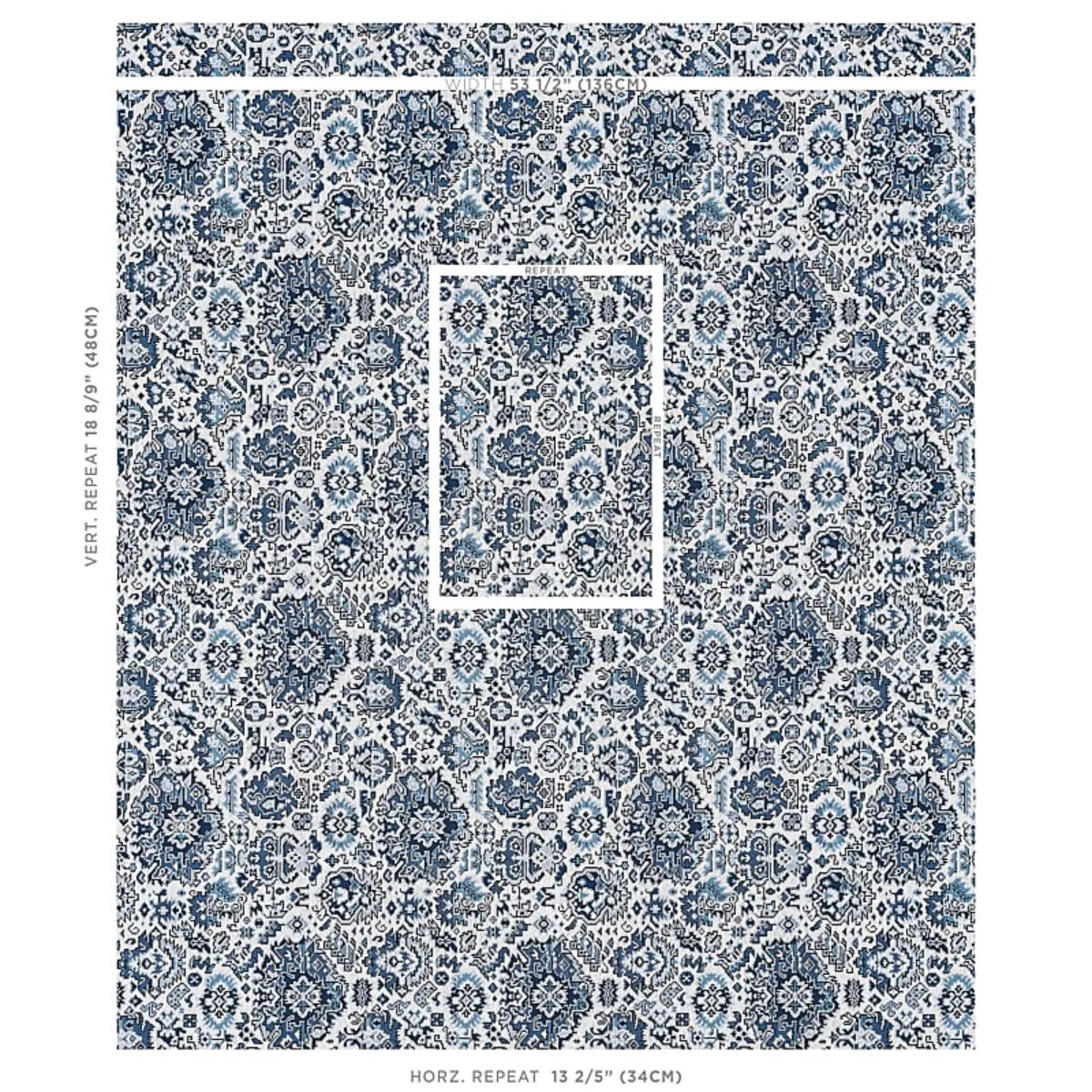 Schumacher 80622 Pallay éPinglé Porcelain On Ivory fabric swatch