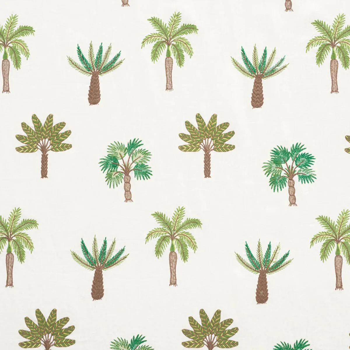 Schumacher 75300 Palmetto Beach Embroidery Green fabric swatch