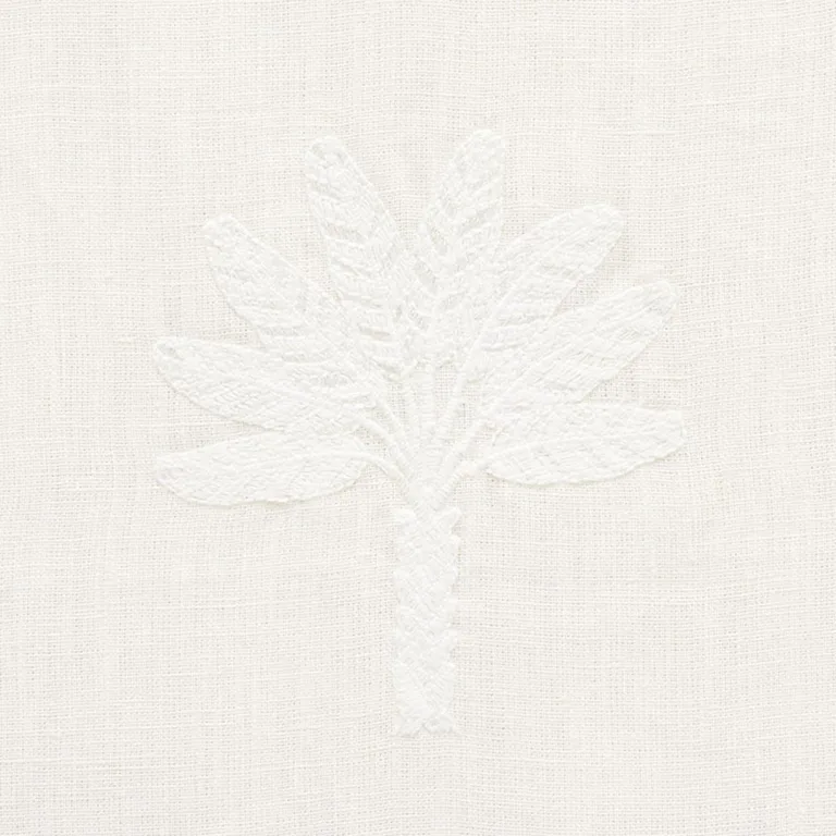 Schumacher 75302 Palmetto Beach Embroidery Ivory fabric swatch