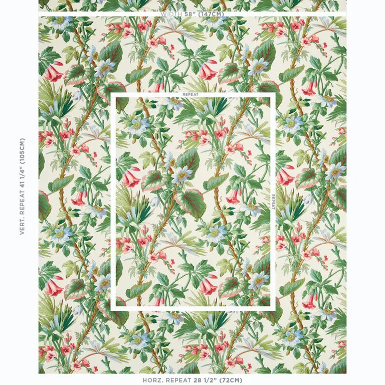 Schumacher 172951 Palmetto Garden Tropic fabric swatch