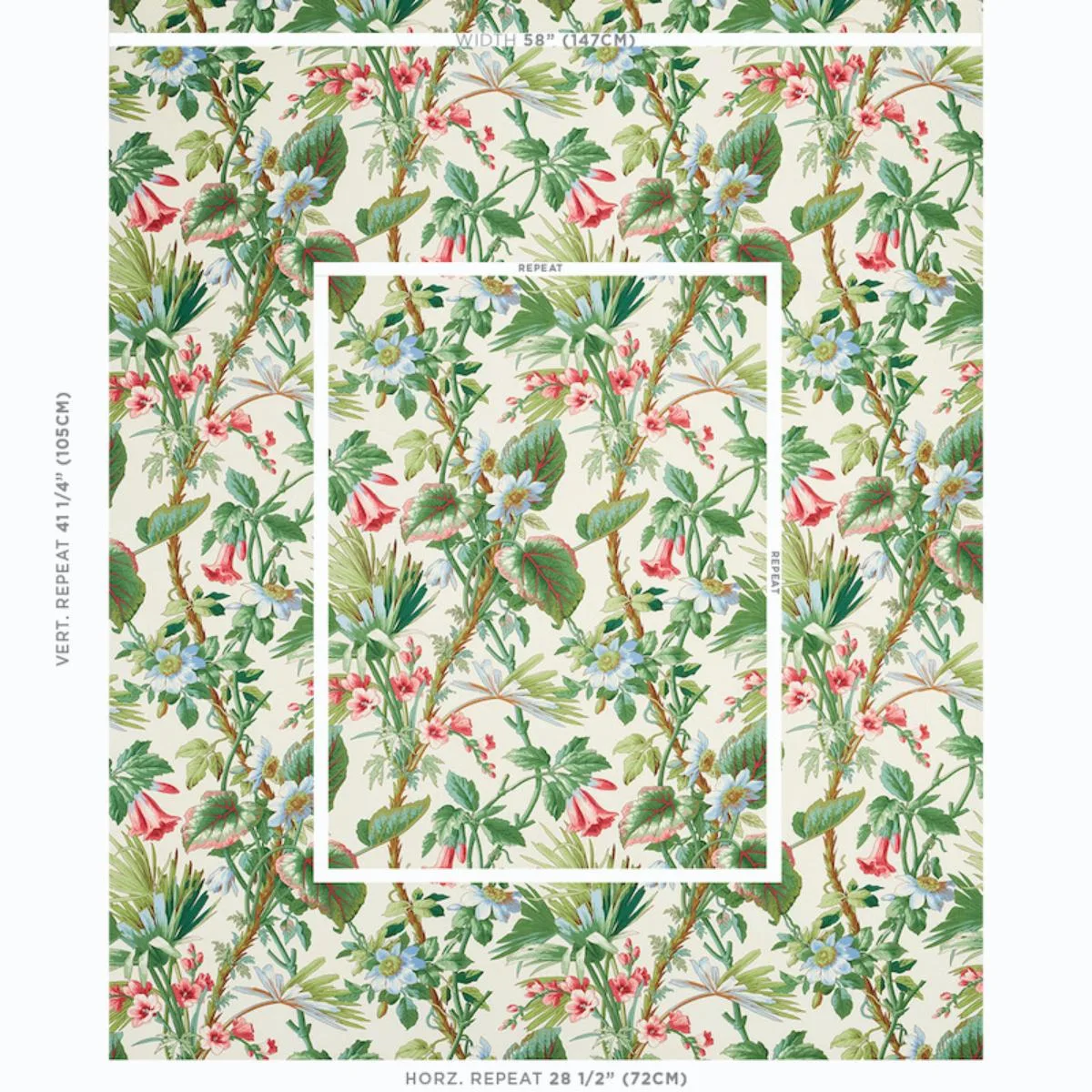 Schumacher 172951 Palmetto Garden Tropic fabric swatch