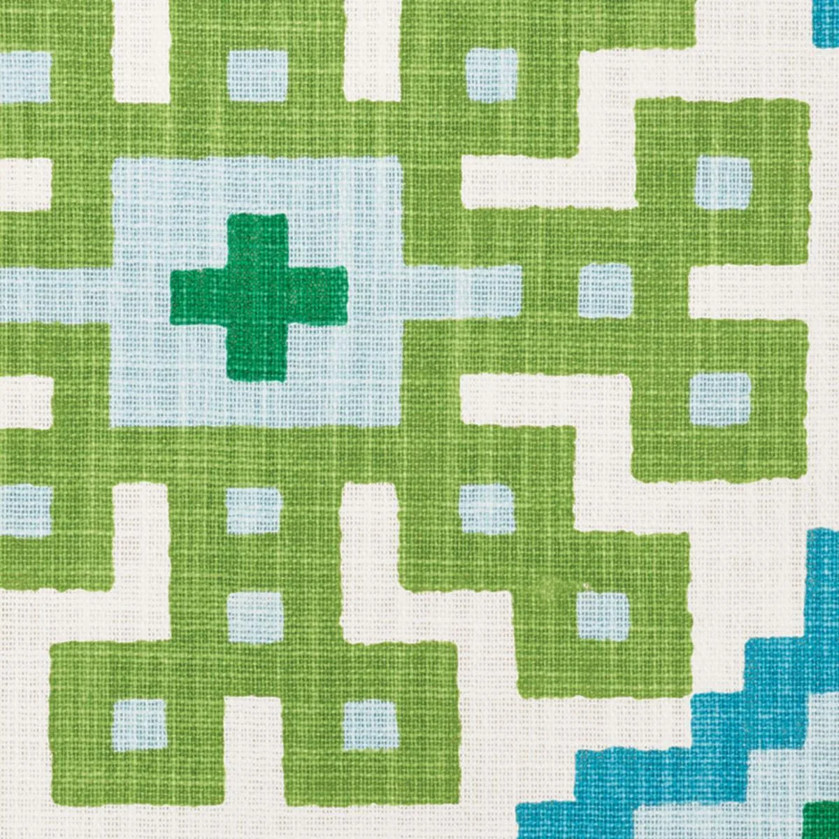 Schumacher 177450 Palmetto Print Lagoon fabric swatch