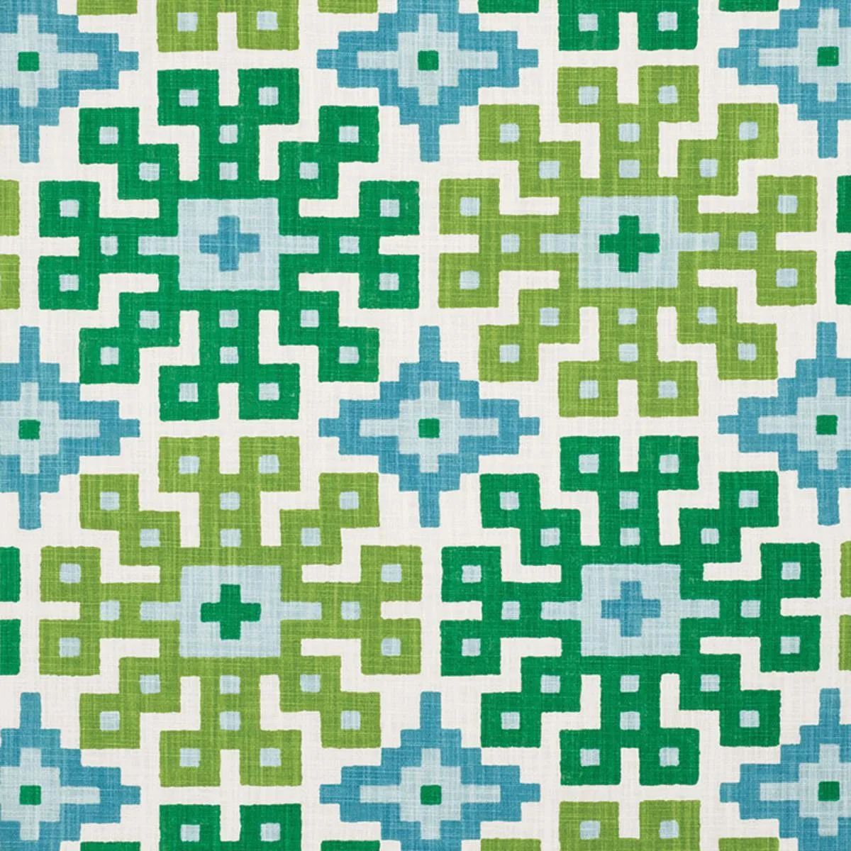 Schumacher 177450 Palmetto Print Lagoon fabric swatch