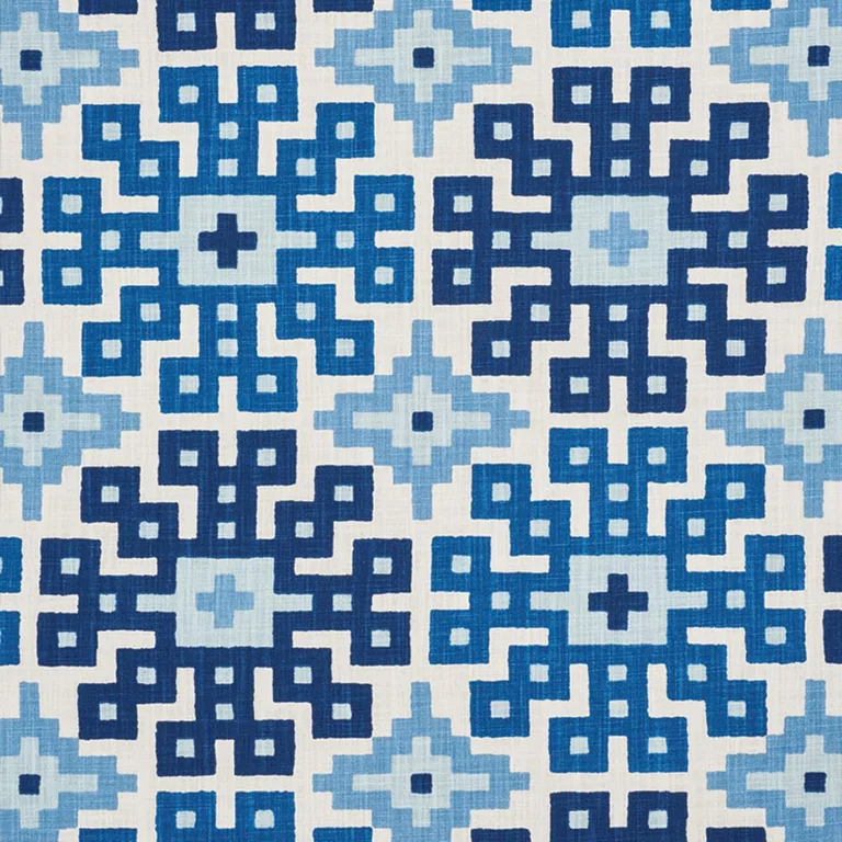 Schumacher 177451 Palmetto Print Ocean fabric swatch