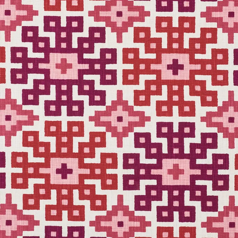 Schumacher 177452 Palmetto Print Valentine fabric swatch