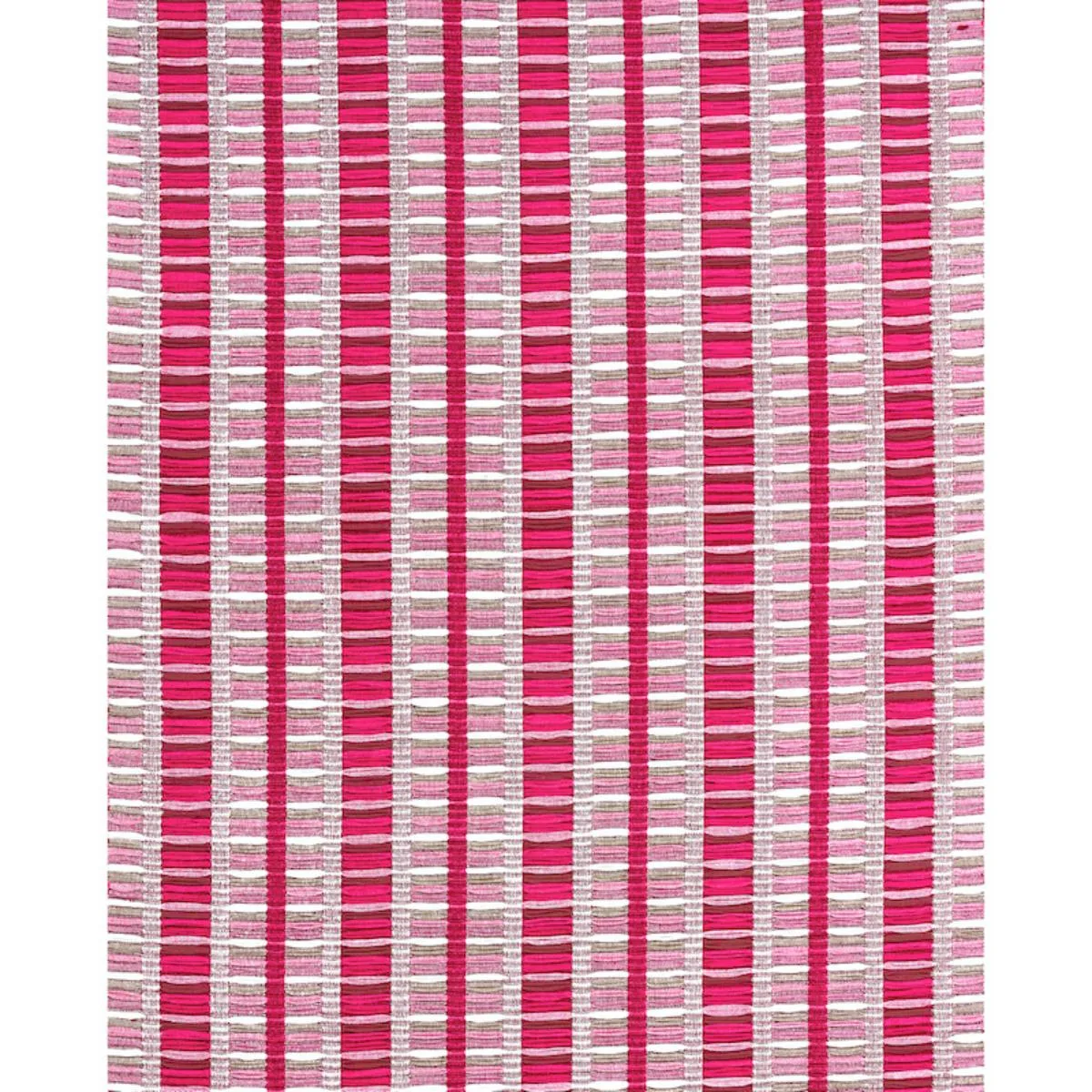 Schumacher 78821 Palopo Hand Woven Stripe Flamingo fabric swatch