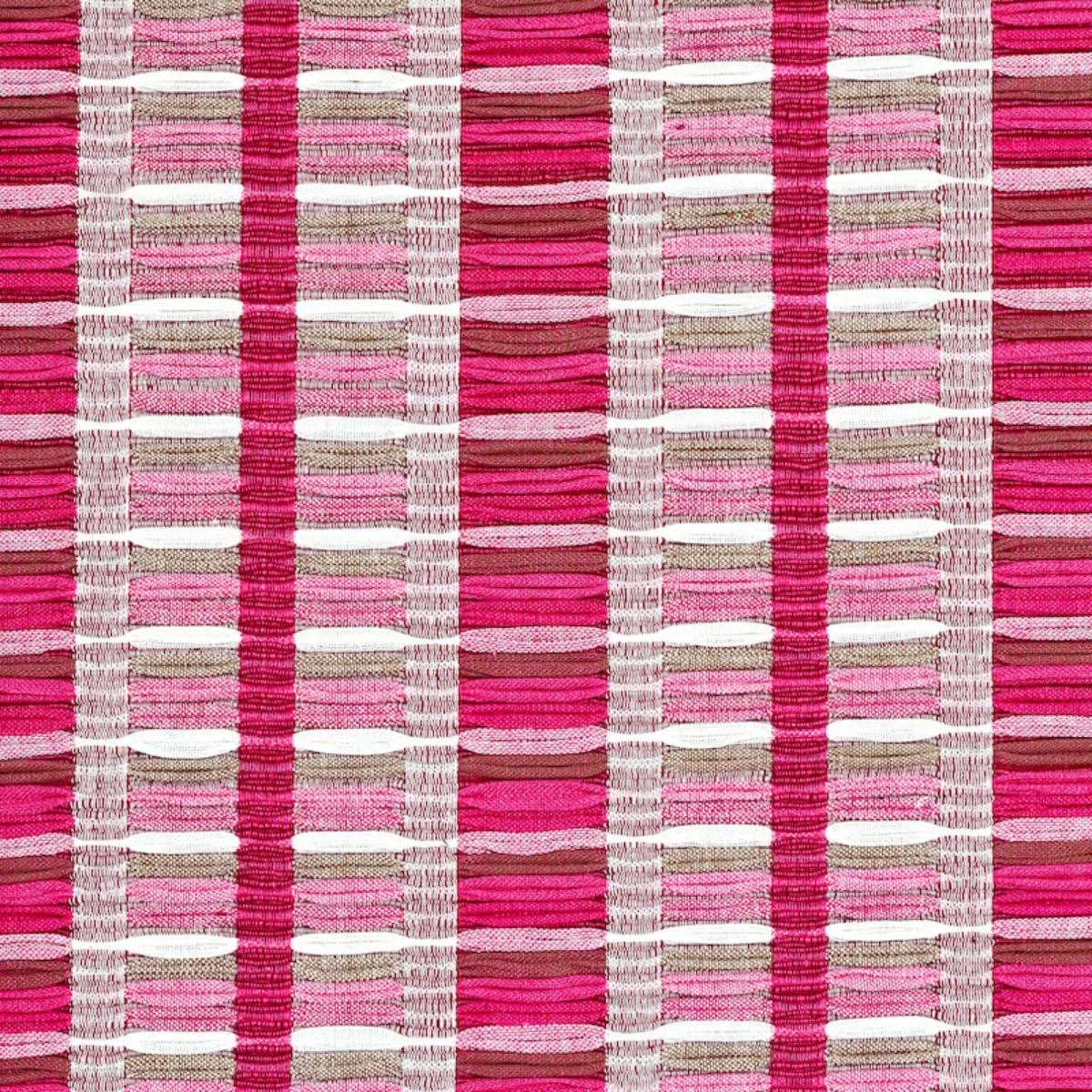 Schumacher 78821 Palopo Hand Woven Stripe Flamingo fabric swatch