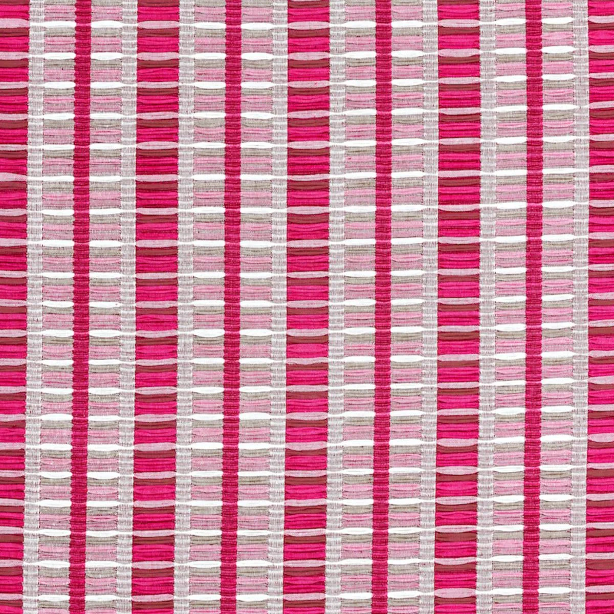 Schumacher 78821 Palopo Hand Woven Stripe Flamingo fabric swatch