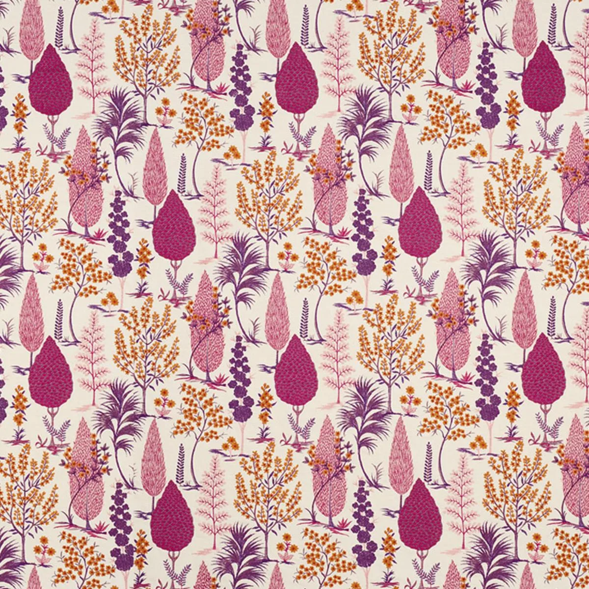 Schumacher 74171 Pandora Embroidery Aubergine fabric swatch