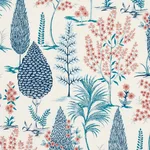 Schumacher 74170 Pandora Embroidery Delft & Rose fabric swatch