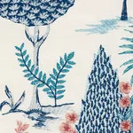 Schumacher 74170 Pandora Embroidery Delft & Rose fabric swatch