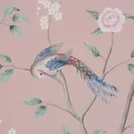 Schumacher 183031 Paradise Birds Blush fabric swatch