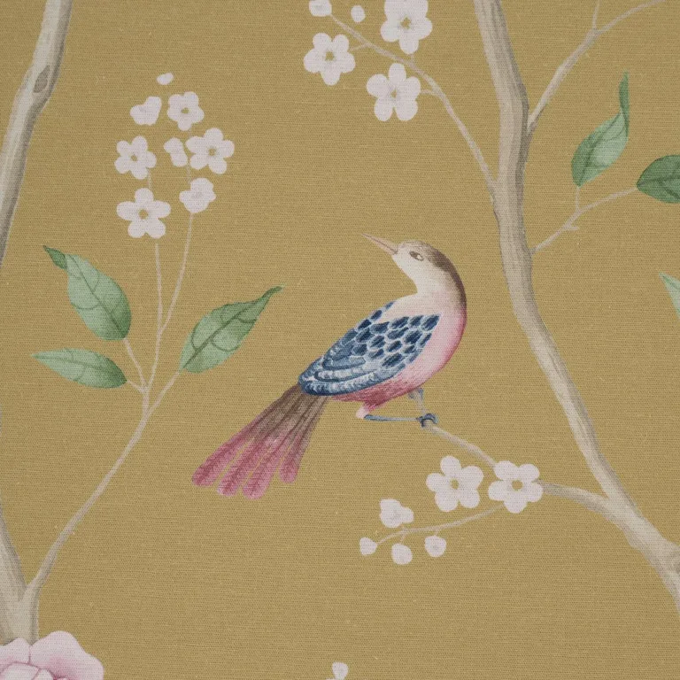Schumacher 183032 Paradise Birds Gold fabric swatch