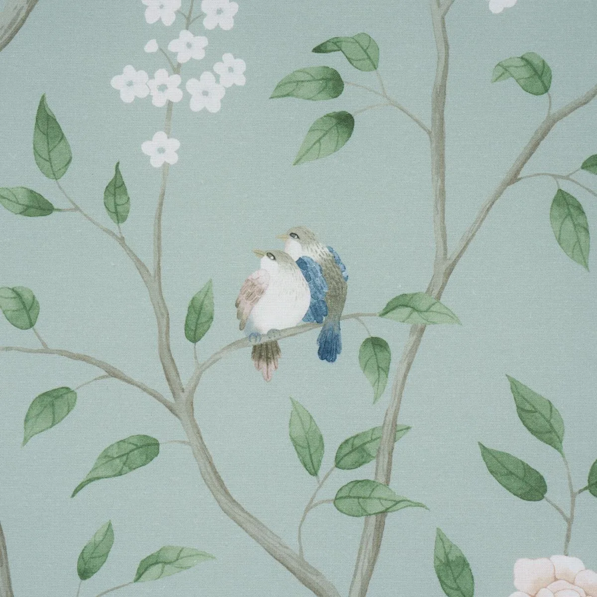 Schumacher 183030 Paradise Birds Mineral fabric swatch