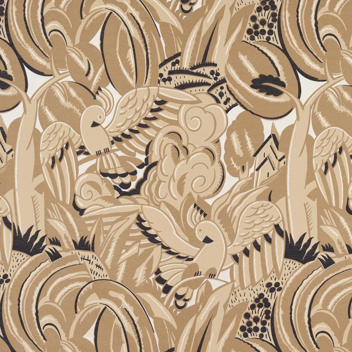 Schumacher 83180 Parrots Moderne Sandstone fabric swatch