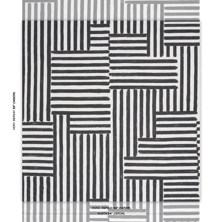 Schumacher 183170 Parson's Stripe Hand Print Carbon fabric swatch