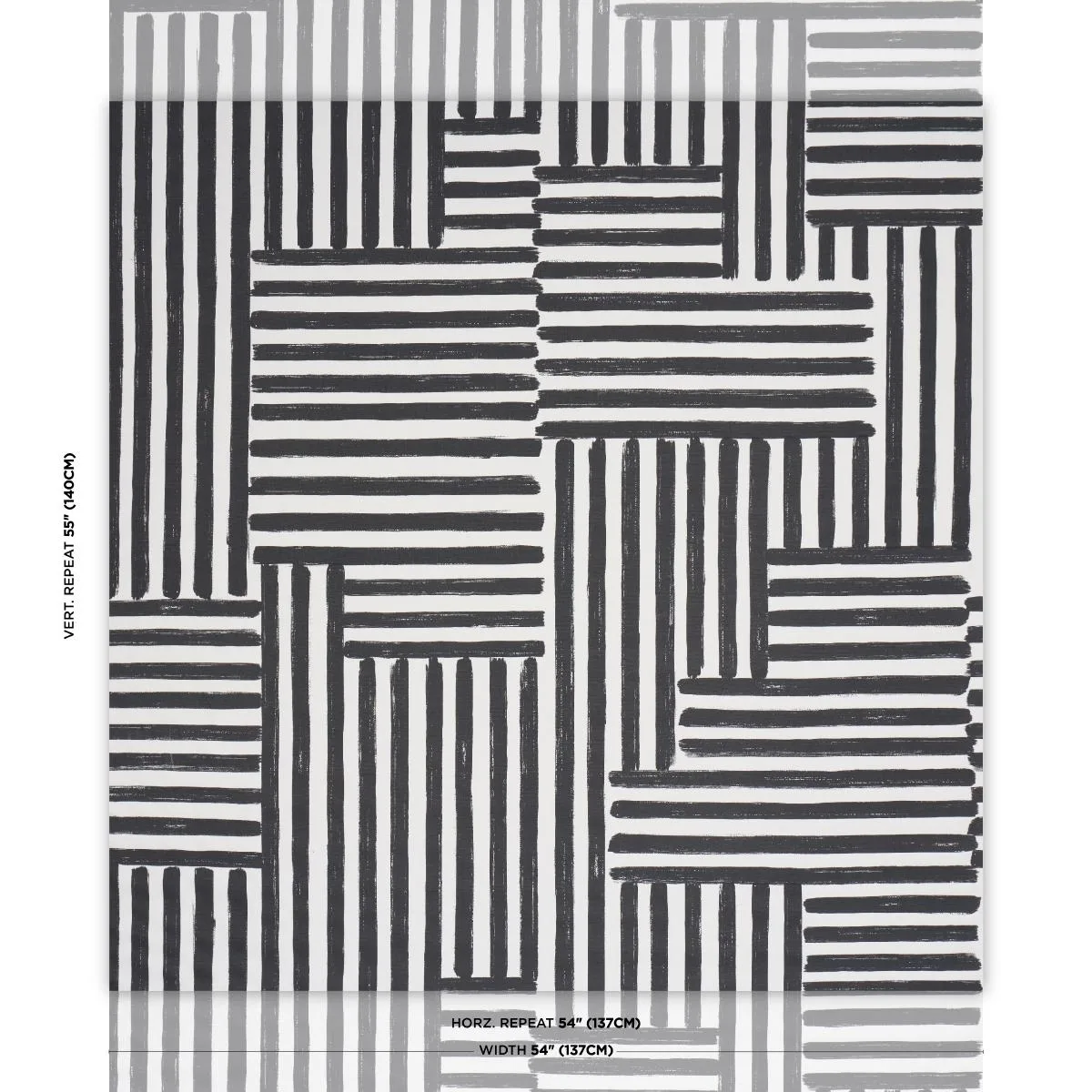 Schumacher 183170 Parson's Stripe Hand Print Carbon fabric swatch