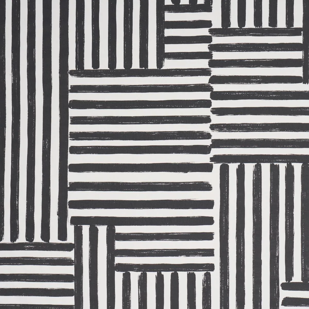 Schumacher 183170 Parson's Stripe Hand Print Carbon fabric swatch