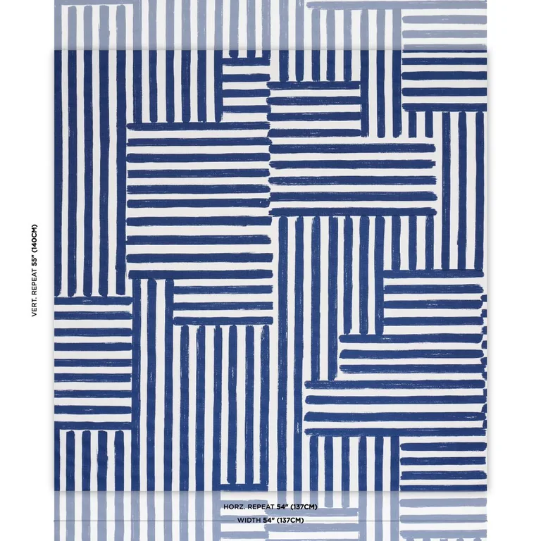 Schumacher 183171 Parson's Stripe Hand Print Navy fabric swatch
