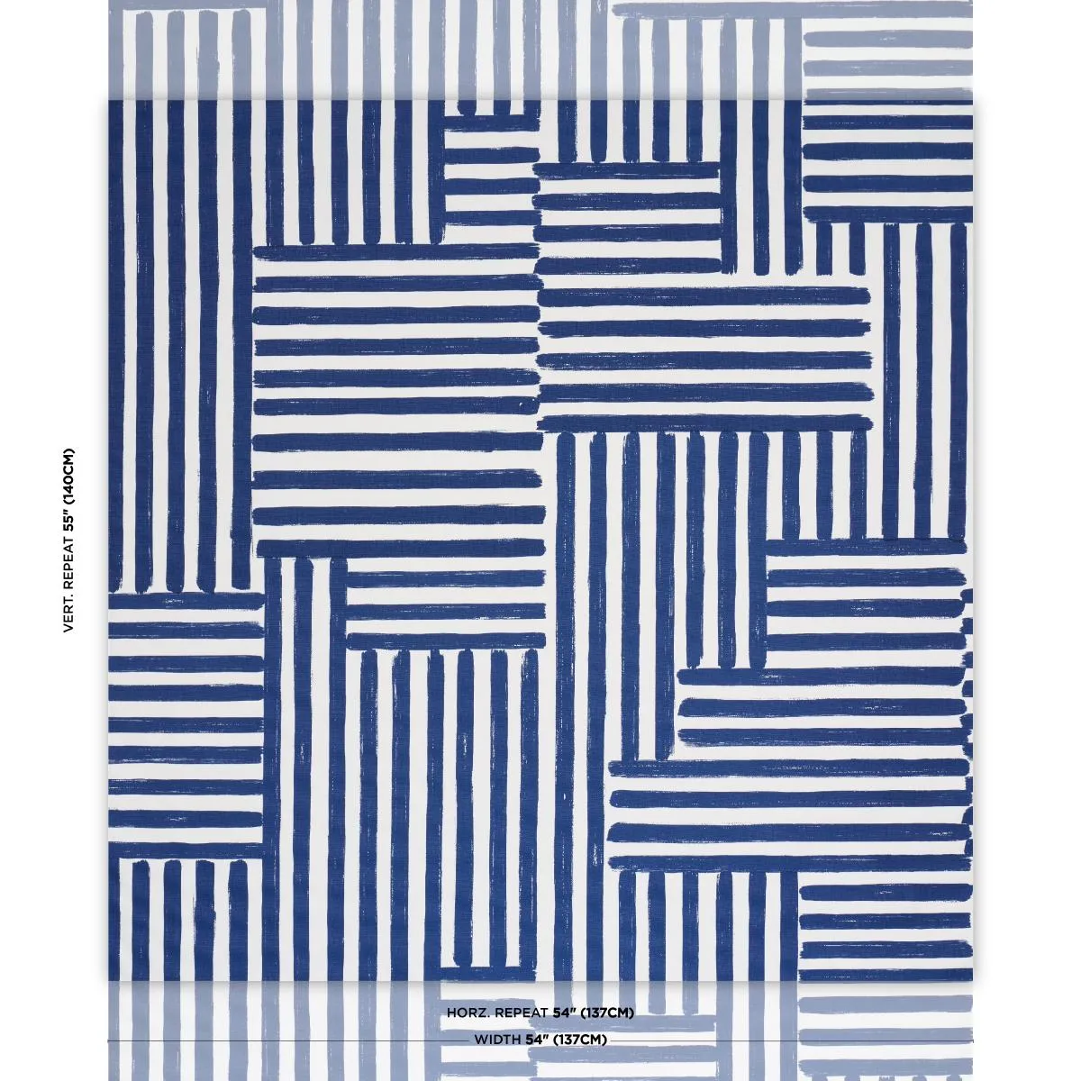 Schumacher 183171 Parson's Stripe Hand Print Navy fabric swatch