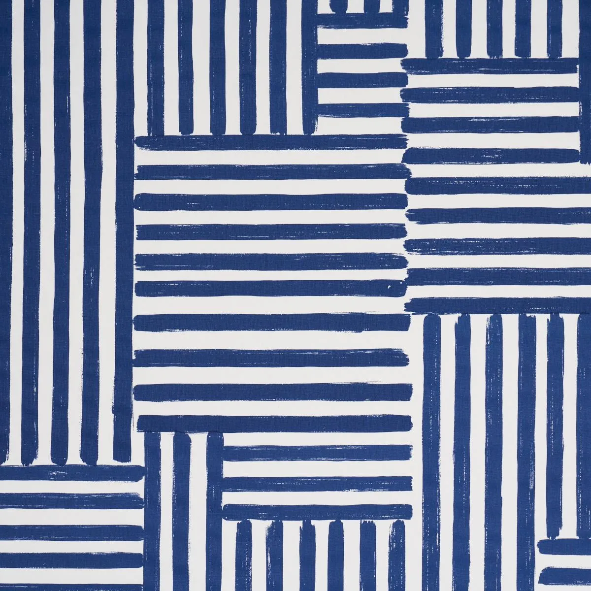 Schumacher 183171 Parson's Stripe Hand Print Navy fabric swatch