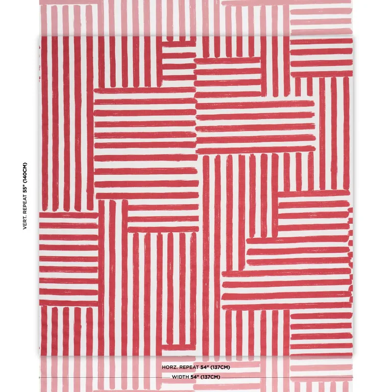 Schumacher 183172 Parson's Stripe Hand Print Red fabric swatch