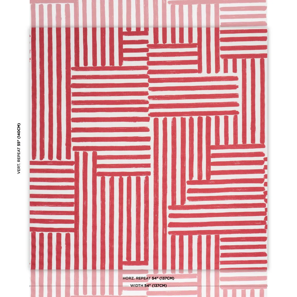 Schumacher 183172 Parson's Stripe Hand Print Red fabric swatch