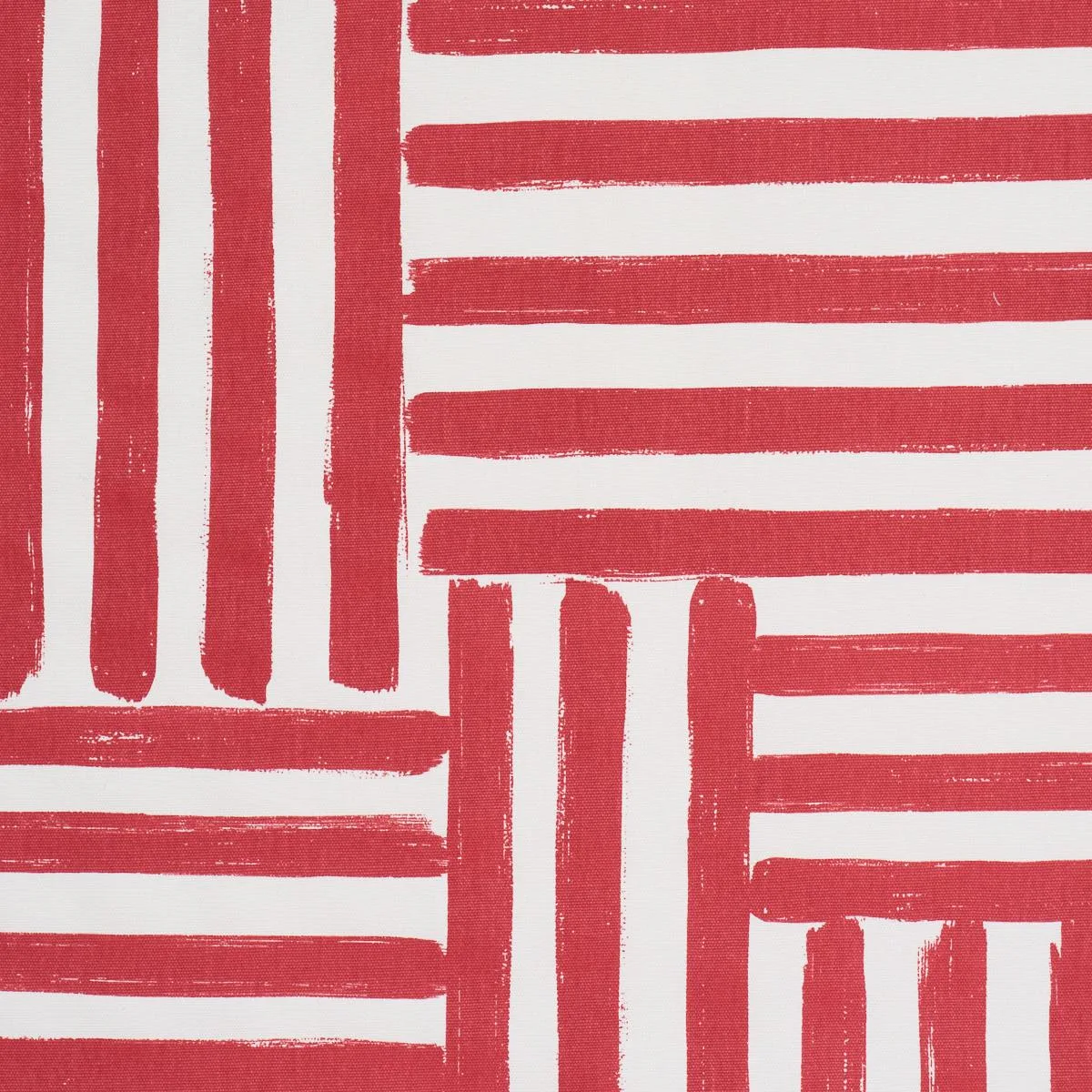 Schumacher 183172 Parson's Stripe Hand Print Red fabric swatch