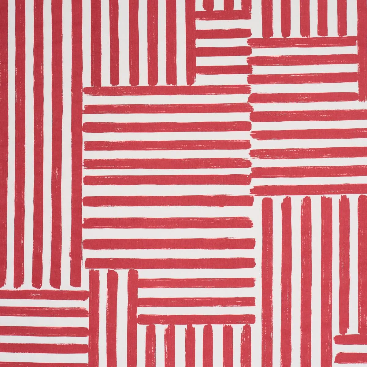 Schumacher 183172 Parson's Stripe Hand Print Red fabric swatch