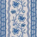 Schumacher 182712 Parvati Floral Stripe Delft fabric swatch