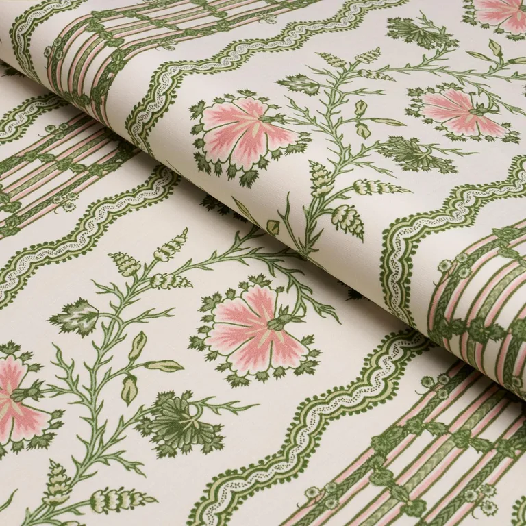 Schumacher 182711 Parvati Floral Stripe Petal fabric swatch