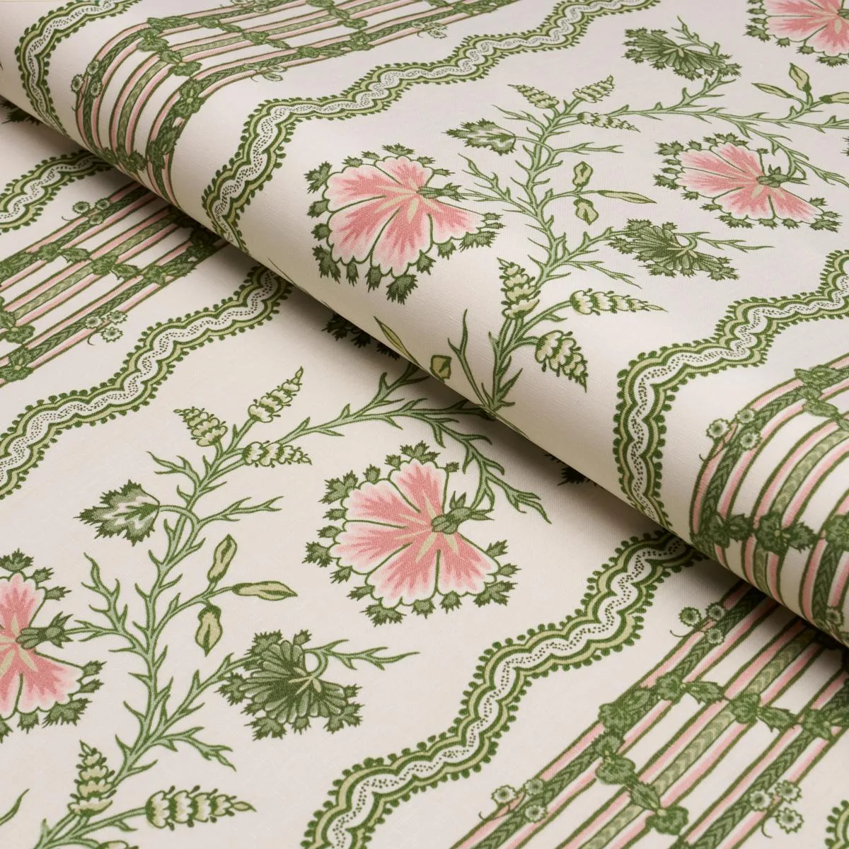 Schumacher 182711 Parvati Floral Stripe Petal fabric swatch