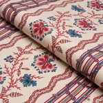 Schumacher 182710 Parvati Floral Stripe Vermilion fabric swatch