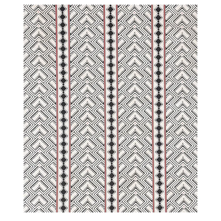 Schumacher 80650 Parvin Velvet Black And Ivory fabric swatch