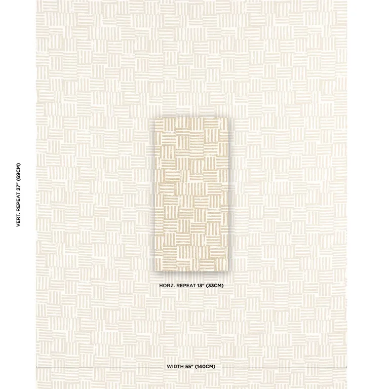 Schumacher 83821 Patchwork Sand fabric swatch
