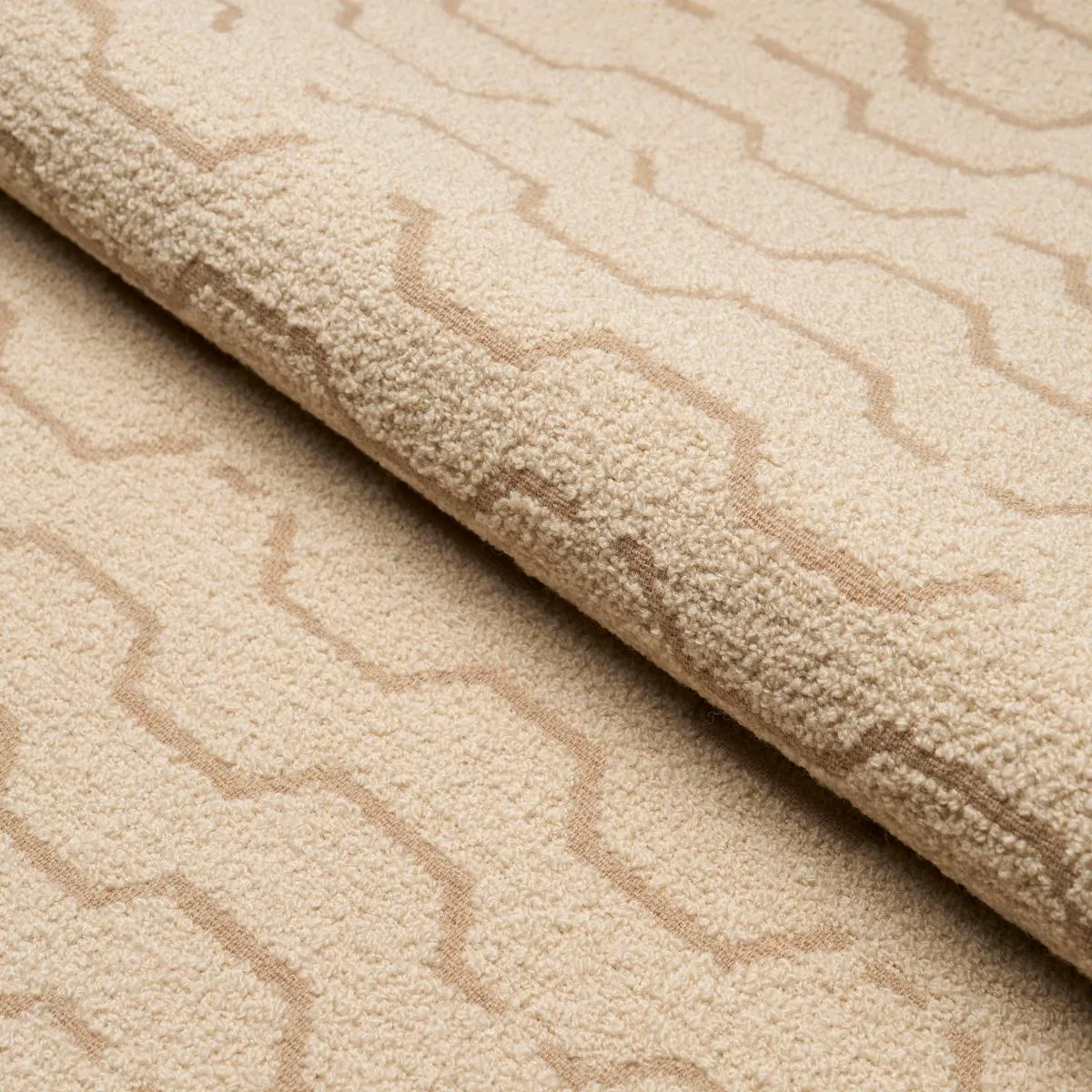 Schumacher 83931 Patek Wool Bouclé Sand fabric swatch