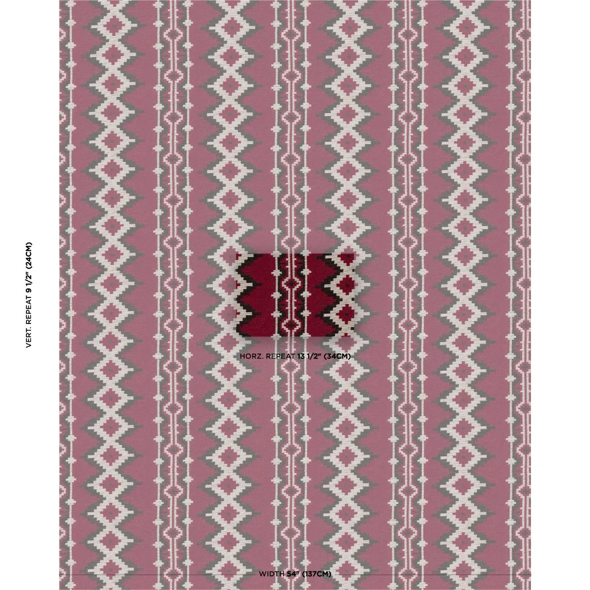Schumacher 87001 Pathway Red fabric swatch