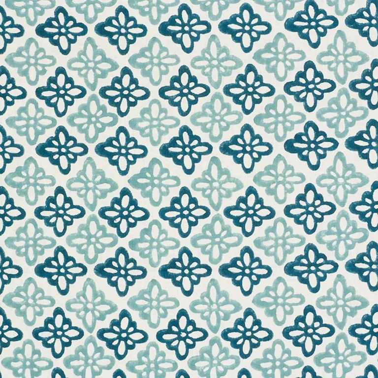 Schumacher 179301 Pattee Hand Block Print Blue fabric swatch
