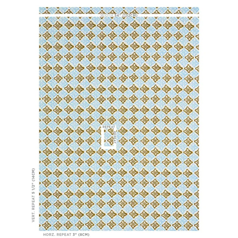 Schumacher 179302 Pattee Hand Block Print Khaki fabric swatch