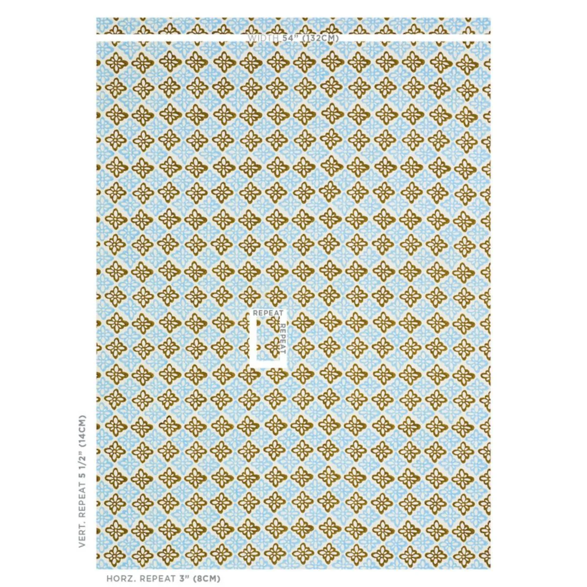 Schumacher 179302 Pattee Hand Block Print Khaki fabric swatch