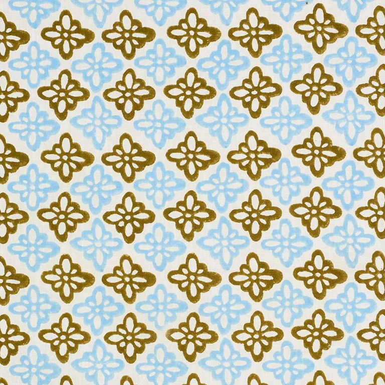 Schumacher 179302 Pattee Hand Block Print Khaki fabric swatch
