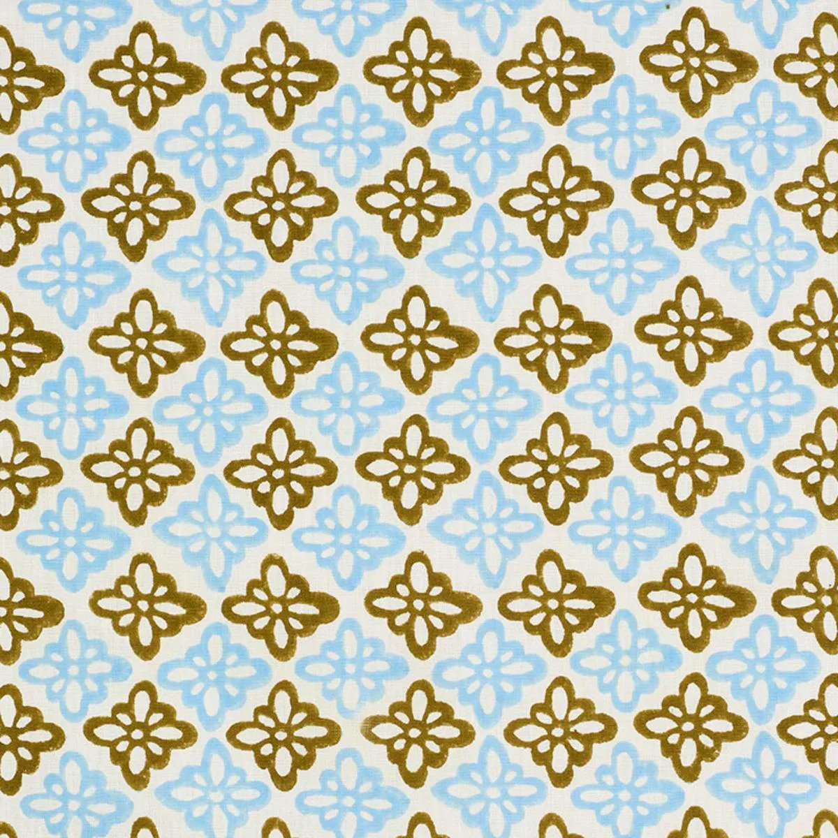 Schumacher 179302 Pattee Hand Block Print Khaki fabric swatch