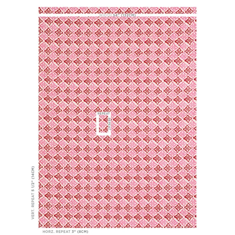 Schumacher 179300 Pattee Hand Block Print Pink fabric swatch